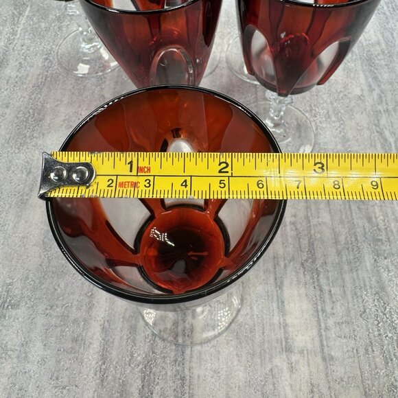 Six (6) Cristal d'Arques Durand Gothic Ruby Red Wine Cordial Glasses - Picture 9 of 10